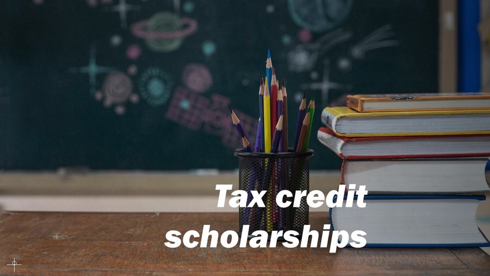 books and pencils with "Tax credit scholarships"